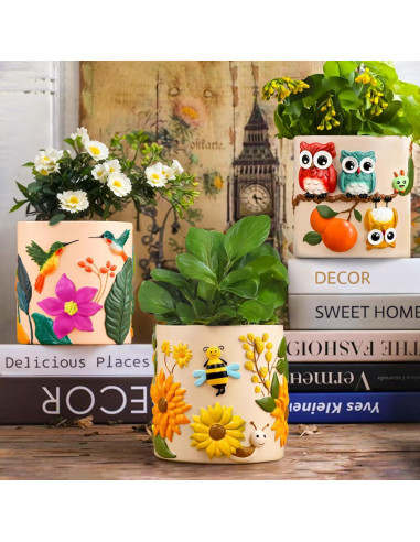 Maceta Decorativa GUGUGO Colibrí Verde Oscuro 12.5cm