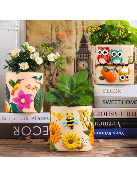 Maceta Decorativa GUGUGO Colibrí Verde Oscuro 12.5cm