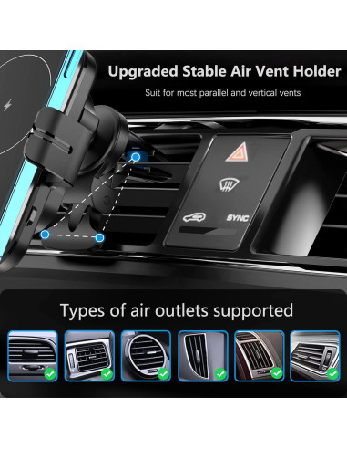 Soporte Cargador Inalámbrico 15W Aryuop para Coche - Automático