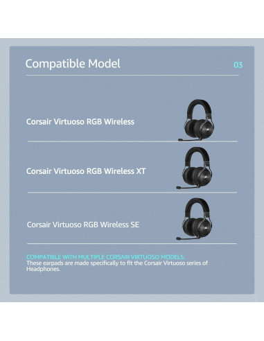 Almohadillas de Reemplazo Corsair Virtuoso - Tela Suave y Espuma