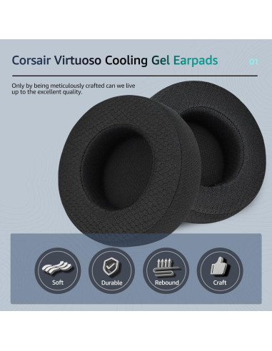 Almohadillas de Reemplazo Corsair Virtuoso - Tela Suave y Espuma