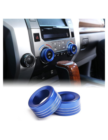 Cubierta de Botón de Aire Acondicionado Aunginsy para Toyota Tundra 2014-2021 - Aluminio Azul (2 Pcs)