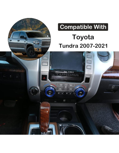 Cubierta de Botón de Aire Acondicionado Aunginsy para Toyota Tundra 2014-2021 - Aluminio Azul (2 Pcs)
