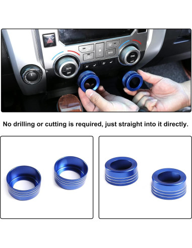 Cubierta de Botón de Aire Acondicionado Aunginsy para Toyota Tundra 2014-2021 - Aluminio Azul (2 Pcs)