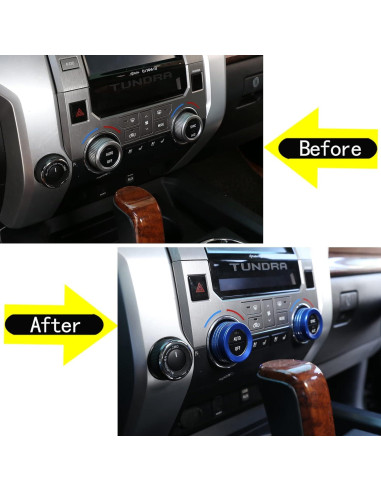 Cubierta de Botón de Aire Acondicionado Aunginsy para Toyota Tundra 2014-2021 - Aluminio Azul (2 Pcs)