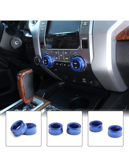 Cubierta de Botón de Aire Acondicionado Aunginsy para Toyota Tundra 2014-2021 - Aluminio Azul (2 Pcs)