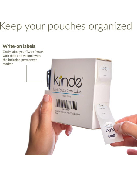 Etiquetas Adhesivas Kiinde Twist Cap para Leche Materna - 250 Unidades
