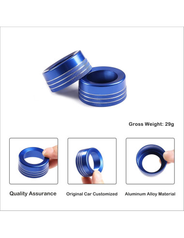 Cubierta de Botón de Aire Acondicionado Aunginsy para Toyota Tundra 2014-2021 - Aluminio Azul (2 Pcs)
