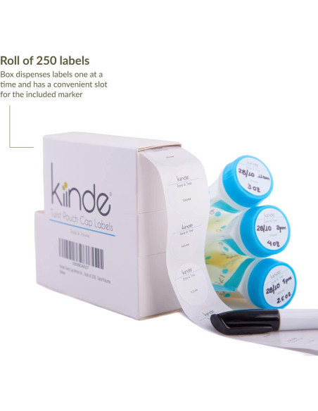 Etiquetas Adhesivas Kiinde Twist Cap para Leche Materna - 250 Unidades