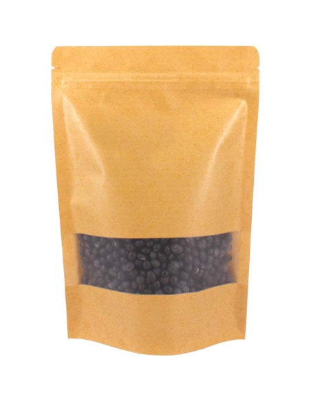 100 Bolsas de Papel Kraft 15x22cm con Ventana Mate Belinlen