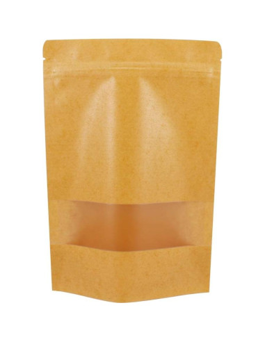 100 Bolsas de Papel Kraft 15x22cm con Ventana Mate Belinlen