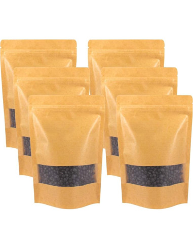 100 Bolsas de Papel Kraft 15x22cm con Ventana Mate Belinlen