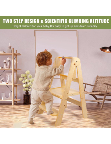 Torre de Aprendizaje Plegable para Niños de Madera Beige