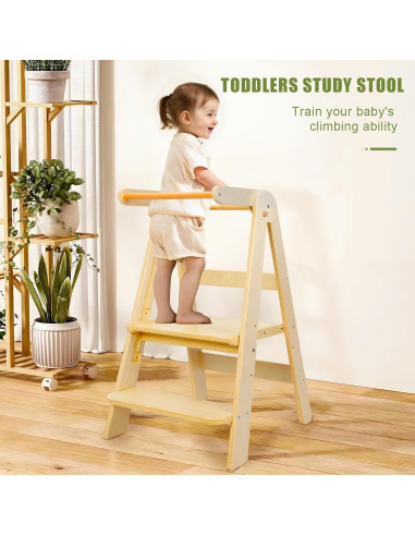 Torre de Aprendizaje Plegable para Niños de Madera Beige