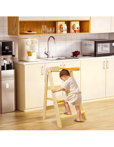 Torre de Aprendizaje Plegable para Niños de Madera Beige