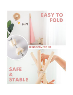 Tienda de Teepee Rosa para Niños con Luces y Bolsa de Transporte 2