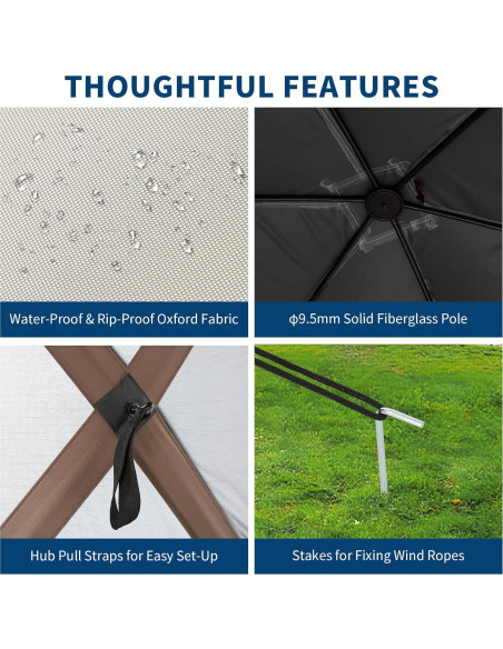 Carpa Gazebo Portátil Dainslef 10x10ft con Mosquitera y 6 Paredes