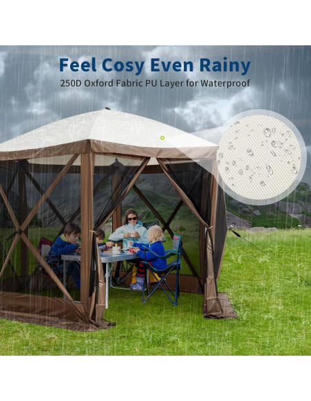 Carpa Gazebo Portátil Dainslef 10x10ft con Mosquitera y 6 Paredes