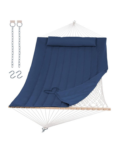 Hamaca Doble SUNCREAT 4.57m Azul Oscuro con Almohada 215kg