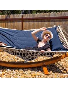 Hamaca Doble SUNCREAT 4.57m Azul Oscuro con Almohada 215kg 2