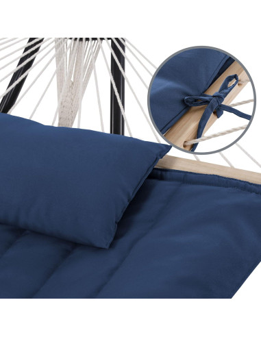 Hamaca Doble SUNCREAT 4.57m Azul Oscuro con Almohada 215kg