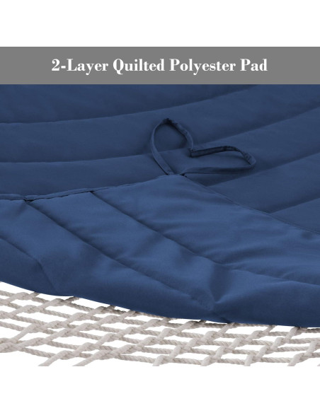 Hamaca Doble SUNCREAT 4.57m Azul Oscuro con Almohada 215kg