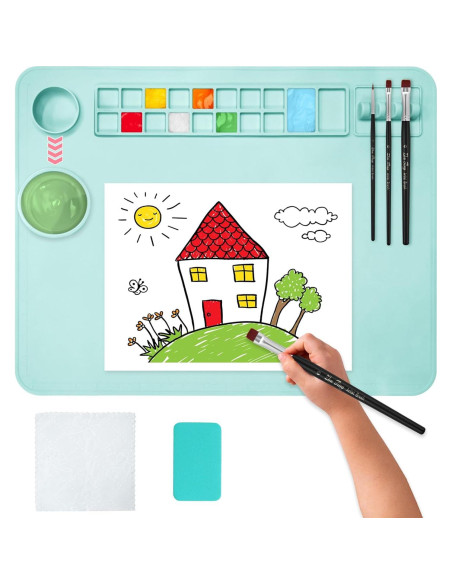 Alfombrilla de Pintura de Silicona OSDUE 50x40cm Azul Alfombrilla de Pintura de Silicona OSDUE 50x40cm Azul