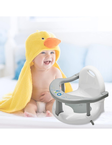 Asiento de bañera plegable antideslizante para bebés Gris