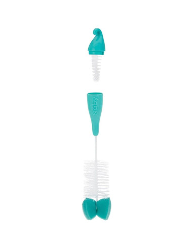Cepillo de Botella y Tetina Nuby 3 Piezas Aqua Azul Verde