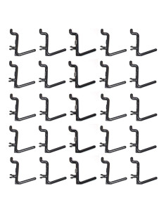 Ganchos de Tablero de Clavos Estilo L Negro JSP 25 Unidades