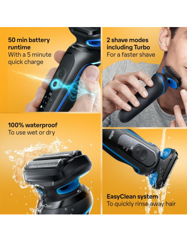 Afeitadora Eléctrica Braun Serie 5 5120s, 2 Modos, Azul