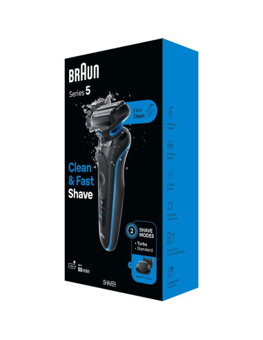 Afeitadora Eléctrica Braun Serie 5 5120s, 2 Modos, Azul