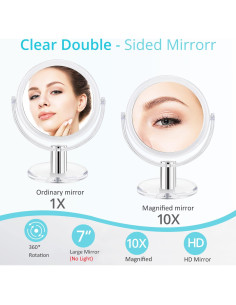 Espejo de Maquillaje Aumentado Fabuday 7" Doble Cara 1X 10X 2