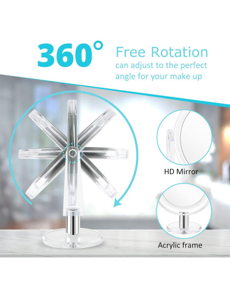 Espejo de Maquillaje Aumentado Fabuday 7" Doble Cara 1X 10X