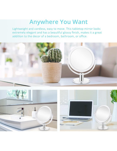 Espejo de Maquillaje Aumentado Fabuday 7" Doble Cara 1X 10X