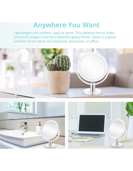 Espejo de Maquillaje Aumentado Fabuday 7" Doble Cara 1X 10X