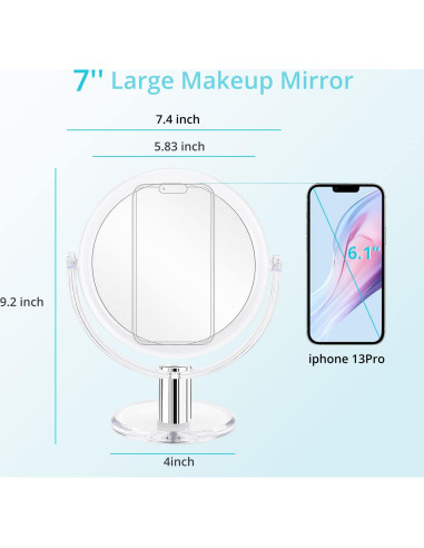 Espejo de Maquillaje Aumentado Fabuday 7" Doble Cara 1X 10X