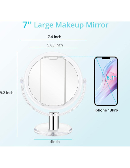 Espejo de Maquillaje Aumentado Fabuday 7" Doble Cara 1X 10X