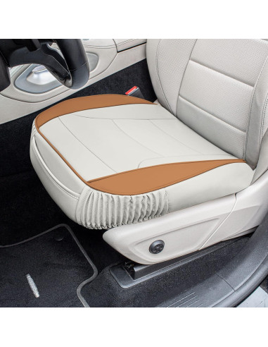 Cojines de Asiento de Coche FH Group Beige PU, Juego de 2