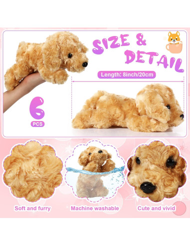 Conjunto 6 Perros de Peluche Harrycle 20 cm Suaves para Niños
