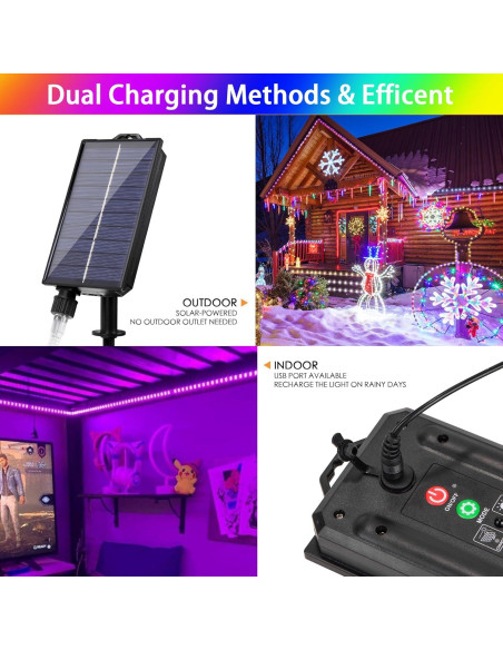 Luces de Cuerda Solares 10M Nazuwke 100 LEDs Multicolor