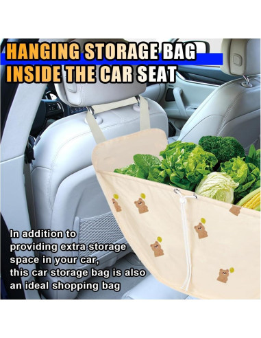 Organizador de Asiento de Coche SMILFUY Beige Plegable 58x33cm