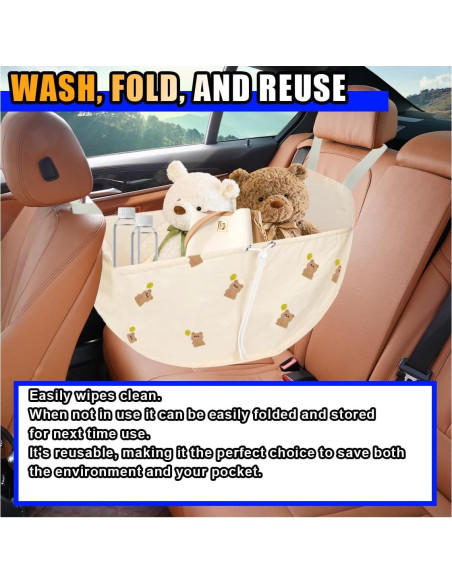 Organizador de Asiento de Coche SMILFUY Beige Plegable 58x33cm