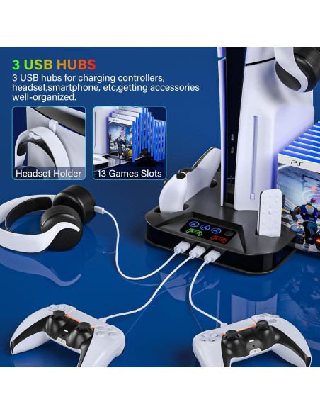 Soporte de Enfriamiento Kammkonb para PS5 con Carga Rápida