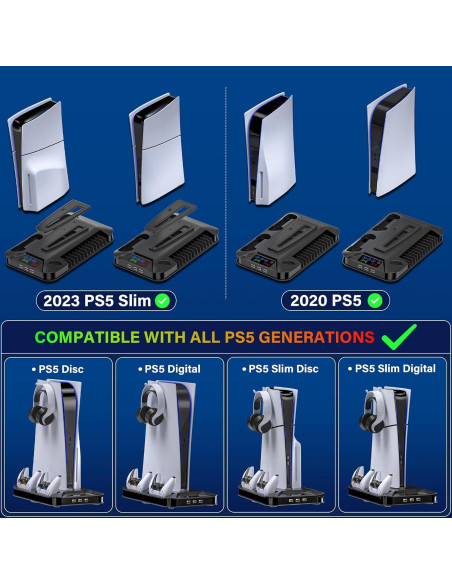 Soporte de Enfriamiento Kammkonb para PS5 con Carga Rápida