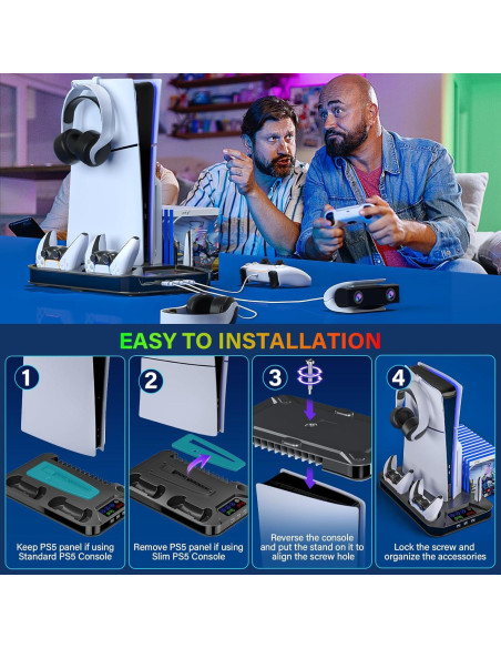 Soporte de Enfriamiento Kammkonb para PS5 con Carga Rápida