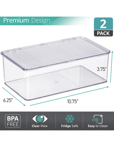 Contenedores de Almacenamiento Sorbus Medianos con Tapa Bisagra - Juego de 2