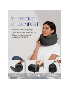 Almohada de Viaje Korigo KR001 Gris Oscuro Espuma Memoria 2