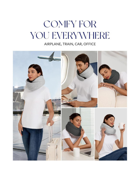 Almohada de Viaje Korigo KR001 Gris Oscuro Espuma Memoria