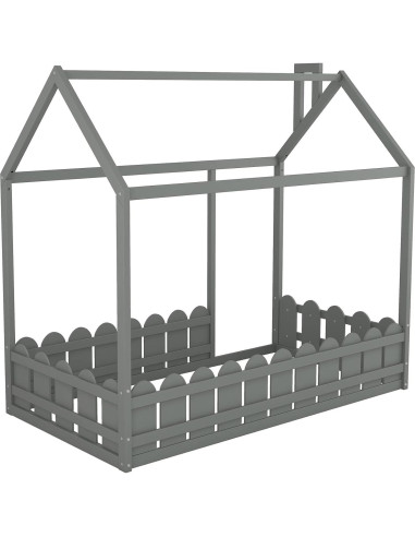 Cama Montessori Individual Bellemave Gris con Barandilla